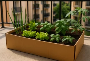 Mini Horta Reciclada em apartamento