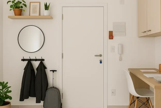 entrada de um apartamento com plantas