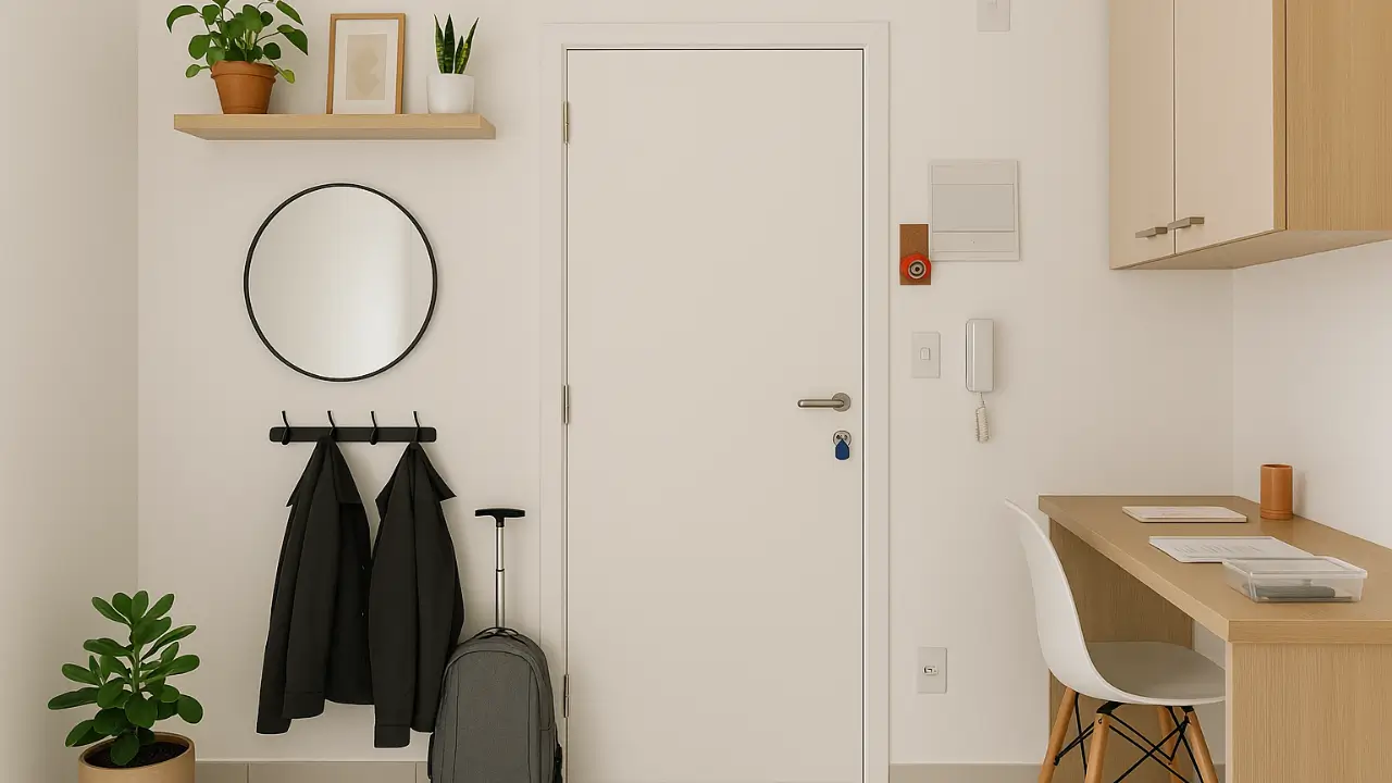 entrada de um apartamento com plantas